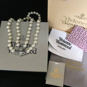 Vivienne Westwood Double Layer Pearl Magnetically Absorbing Button Necelace